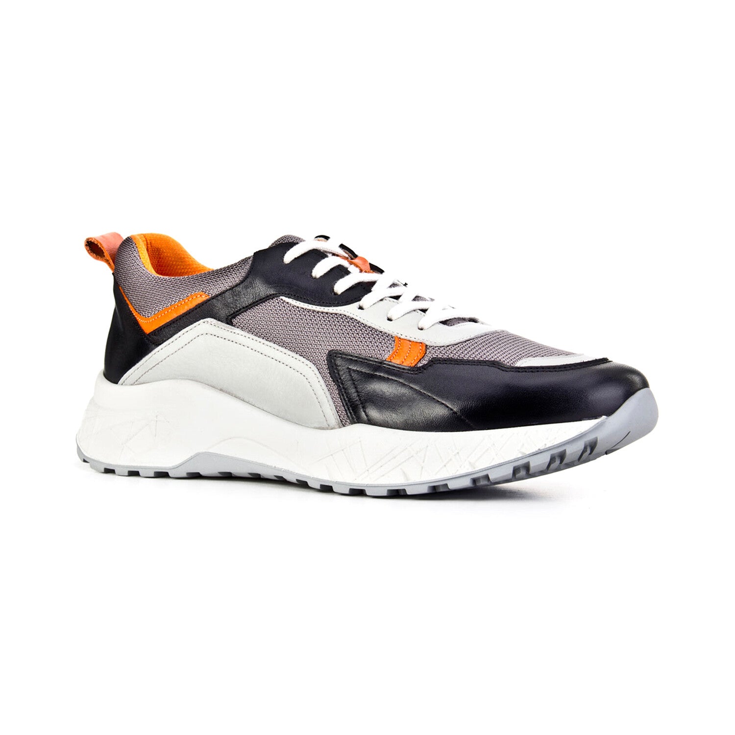 Henry Genuine Leather Sneakers // Black + Orange