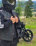 Born Free Men's Leather Motorcycle Leather Vest - Red Stitch