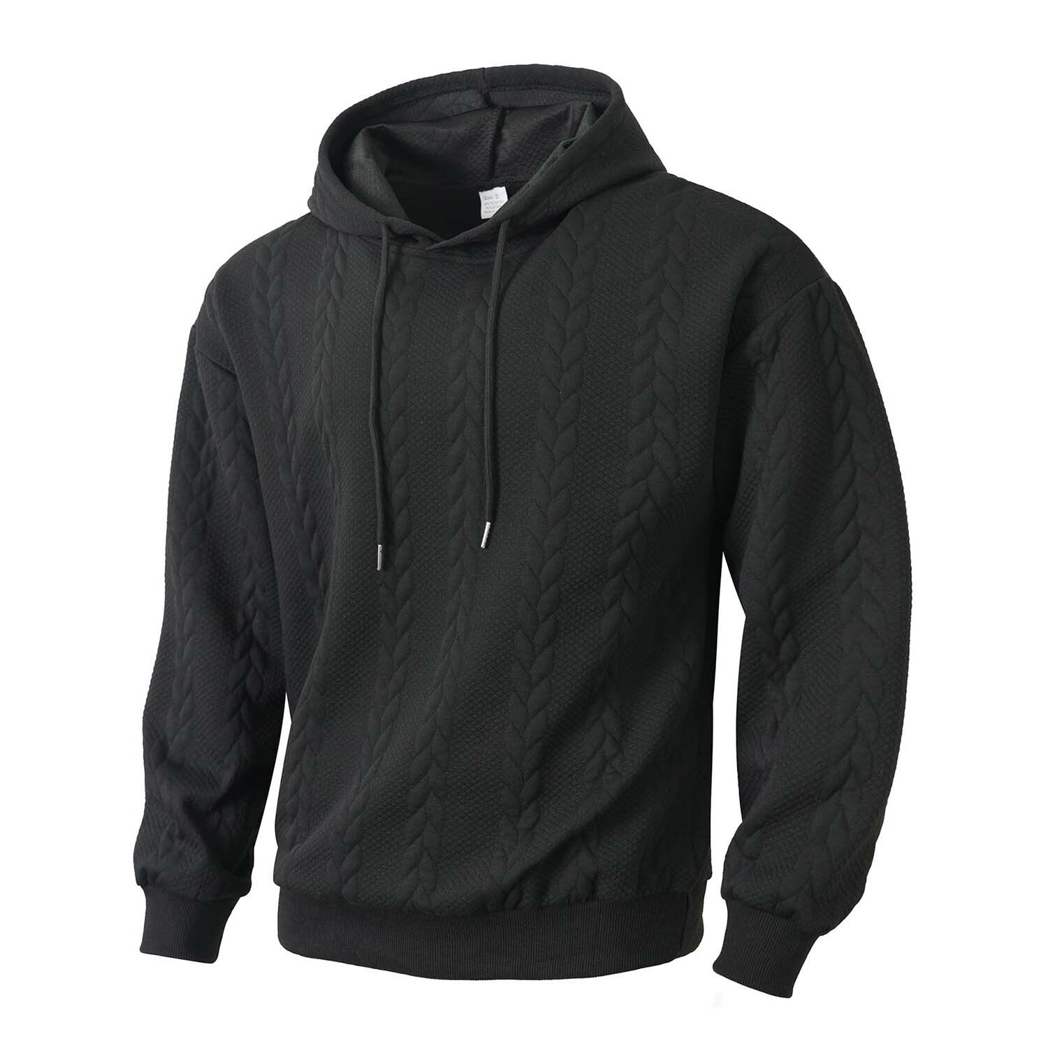 Cableknit Textured Hoodie // Black
