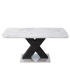 Rectangle Dining Table With Stretchable Top - White / Black