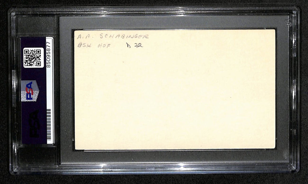 A.A. Schabinger Signed 3x5 Index Card Creighton Basketball Coach PSA/DNA 185479