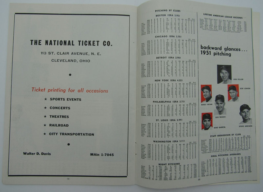 1952 Cleveland Indians Yearbook 144481
