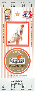 1991 MLB All-Star Game Home Run Derby Full Ticket Skydome, Toronto 181214