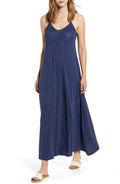 Loveappella Maxi Slipdress in Navy/Ivory, Size Large
