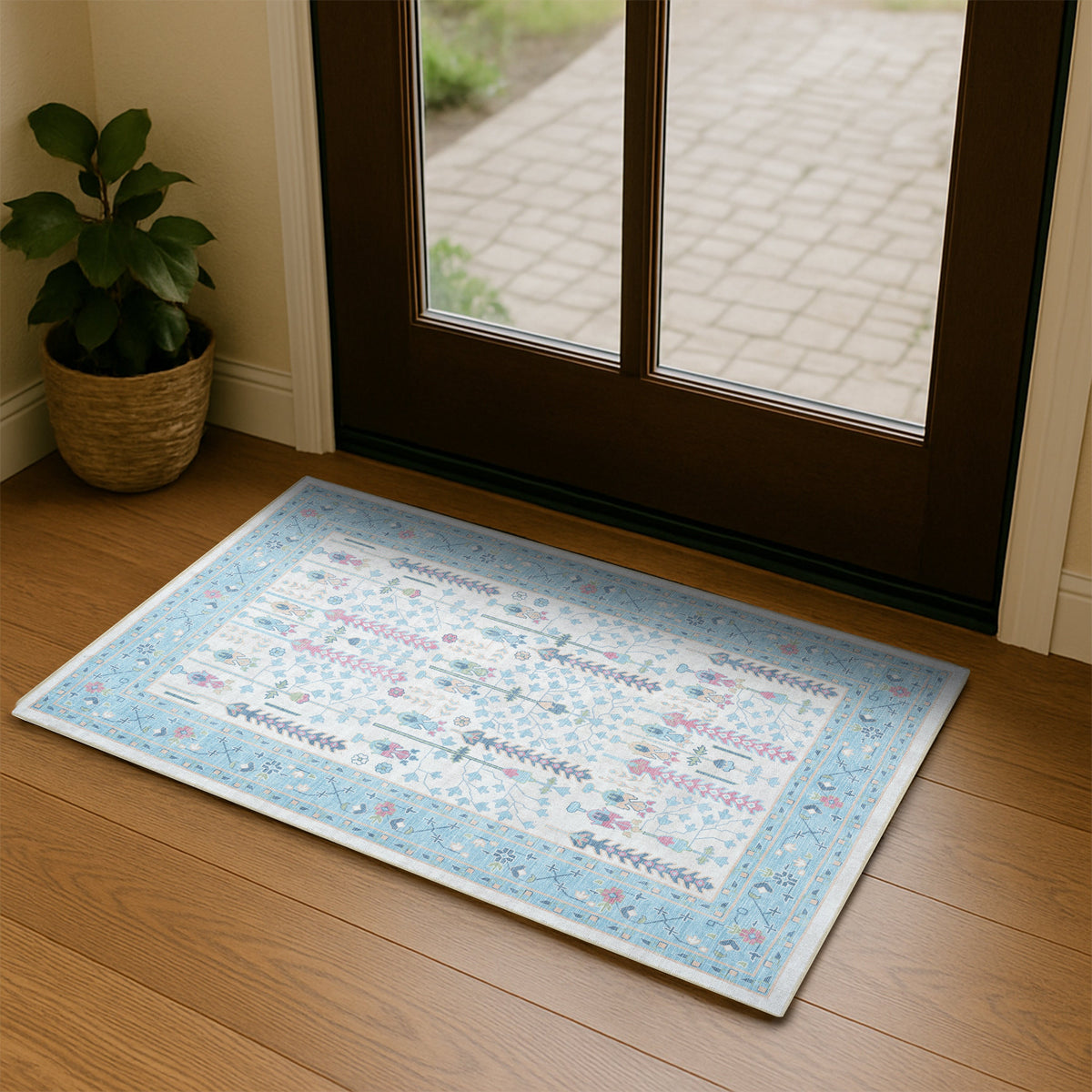 Annela Pastel Light Blue Modern Oushak Rug