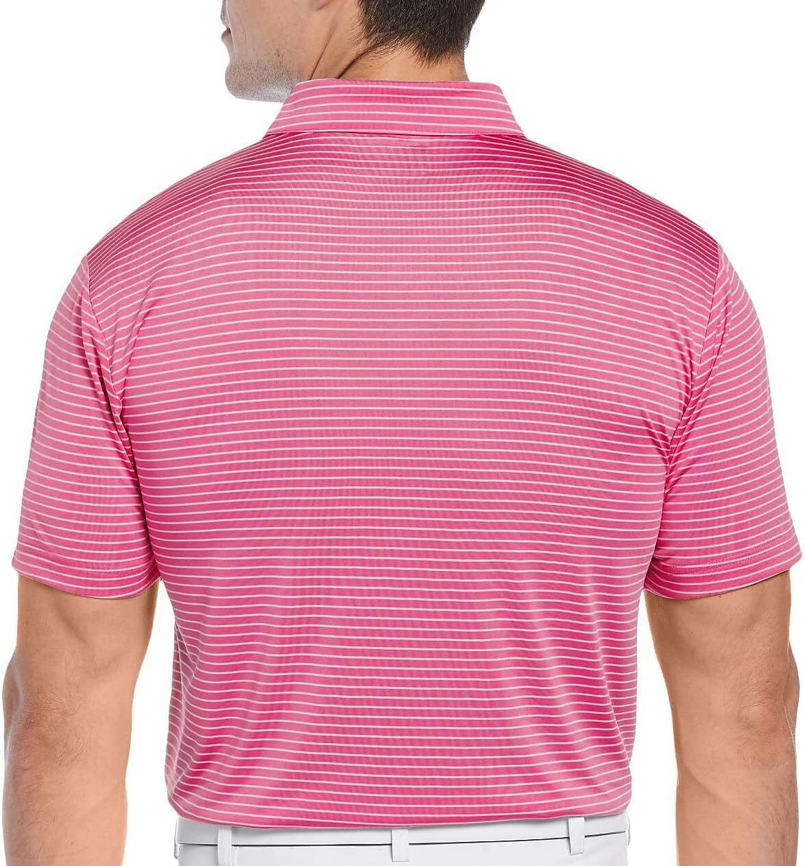 PGA TOUR Men's Single Feeder Stripe Golf Polo Pink Size X-Large