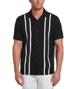 Cubavera Men's Contrasting Panel Short Sleeve Shirt Black Size X-Large