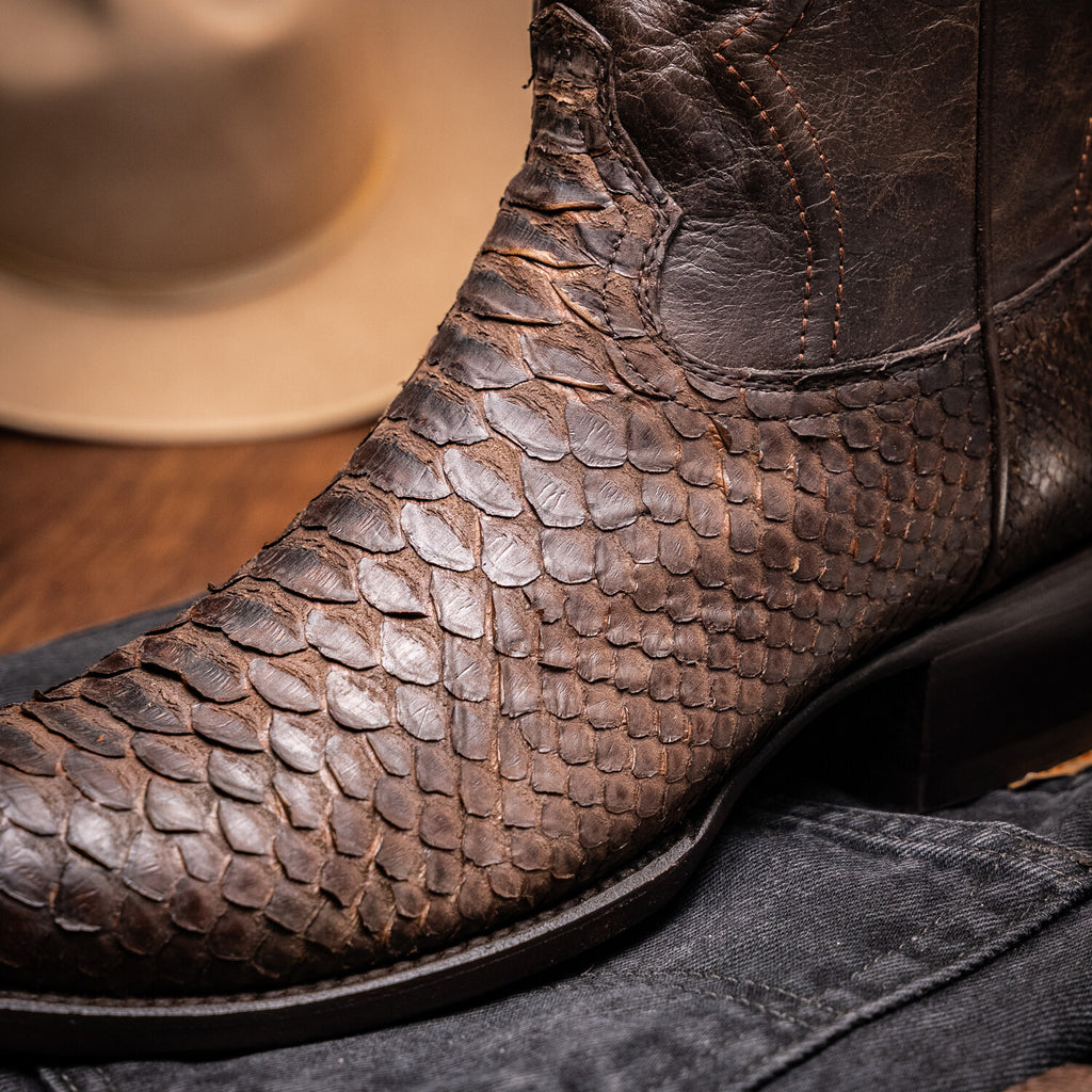 Western Collection Kansas // Python Leather Cowboy Boot // Brown