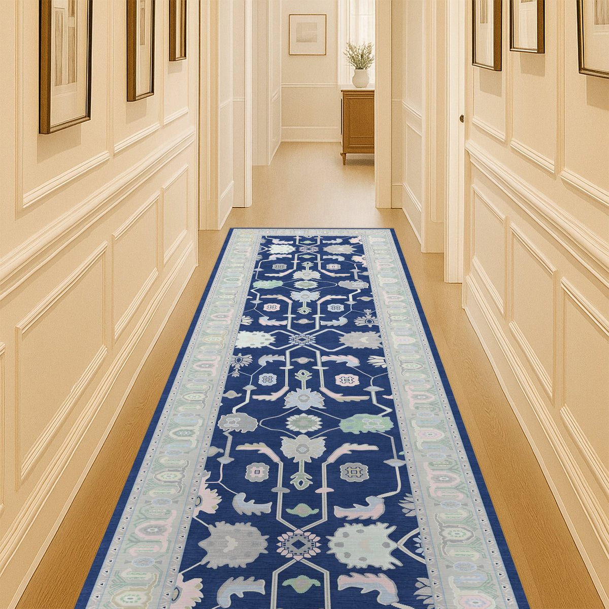 Nurul Navy Blue Modern Oushak Rug
