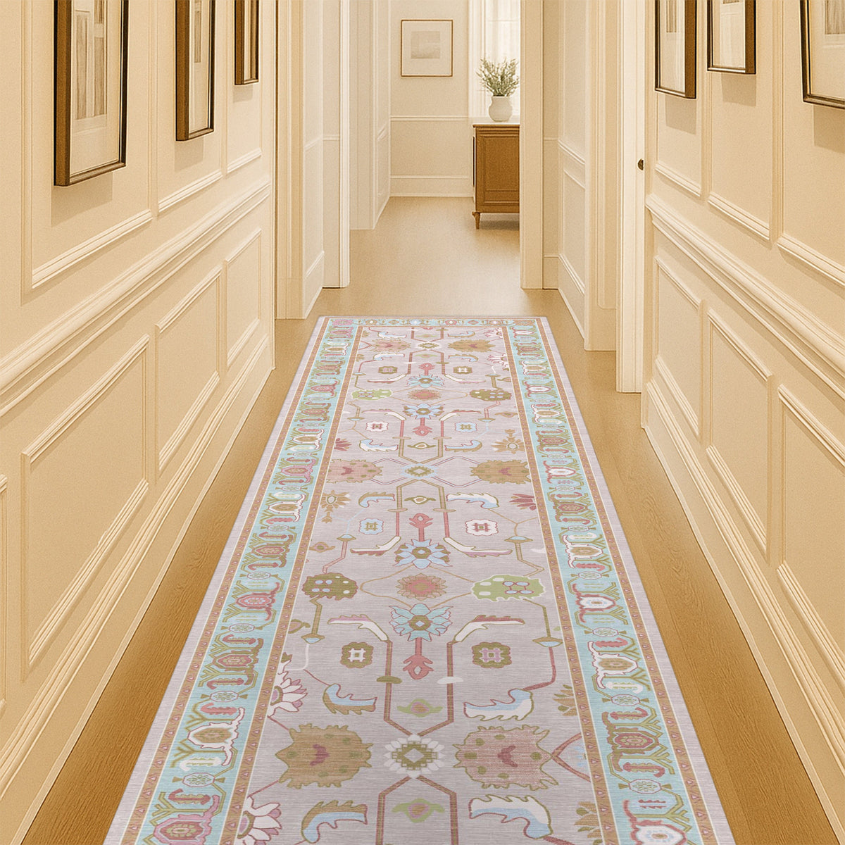 Joelle Pink Blue Modern Oushak Rug