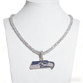 Seattle Seahawks Logo Pendant Necklace – with Heart Tennis Chain for Fans