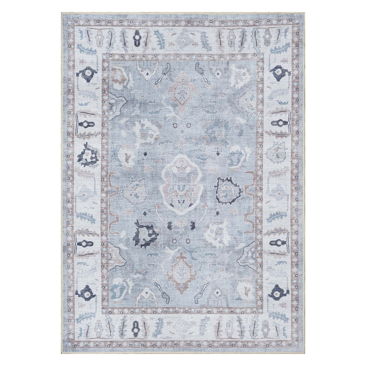Sylvie Gray Blue Pastel Modern Oushak Rug