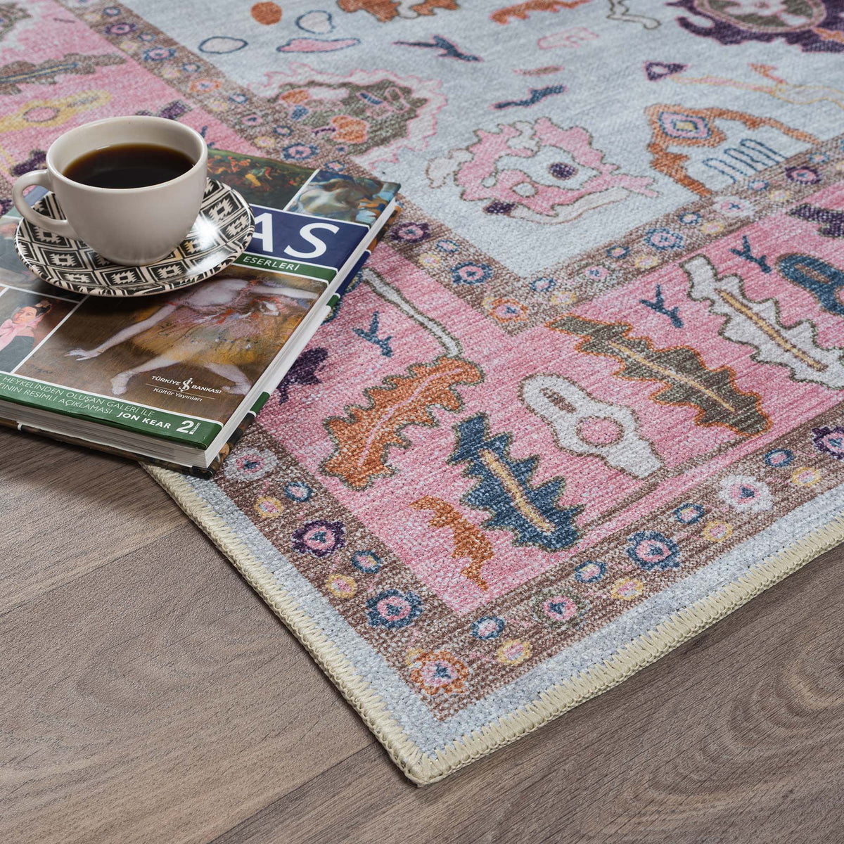 Luella Pastel Pink Cream Modern Oushak Rug