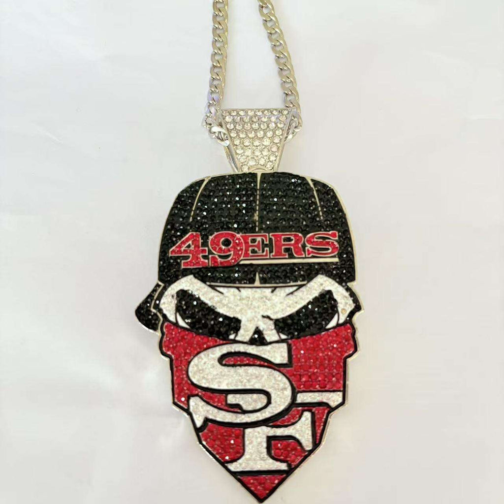 Newest Sports Team Logo Bandit Skull  Pendant Necklace – Iced Out Hip Hop Jewelry for True Fans