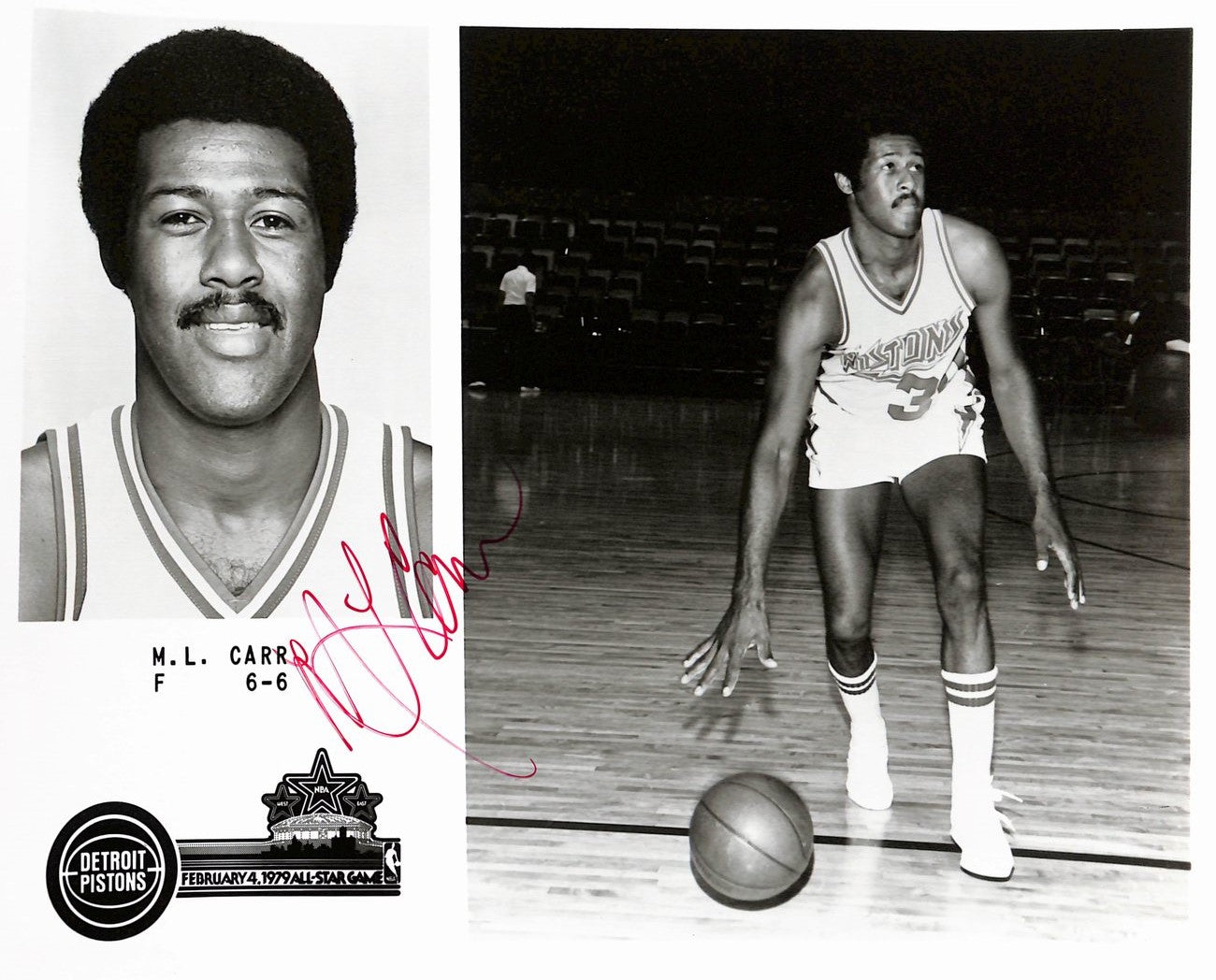 M.L. Carr Detroit Pistons Vintage Team Issued Signed/Auto 8x10 Photo 189134