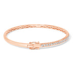 14K Rose Gold 1.00 Cttw Half Eternity Diamond Bangle Bracelet (G-H Color, SI2-I1 Clarity) - 7" Inches