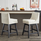 Upholstered Swivel Bar Stools With (Set of 2) - Cream White