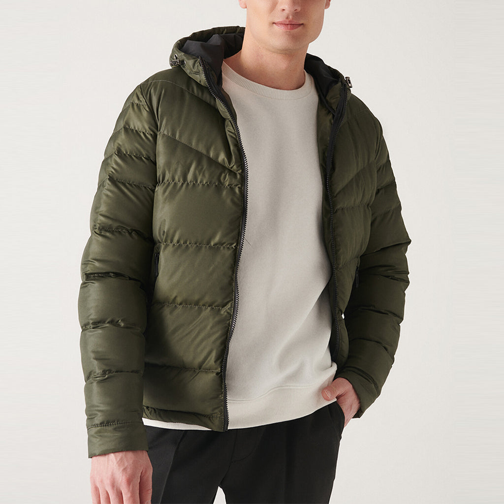 Water Repellent Windproof Quilted Coat // Olive