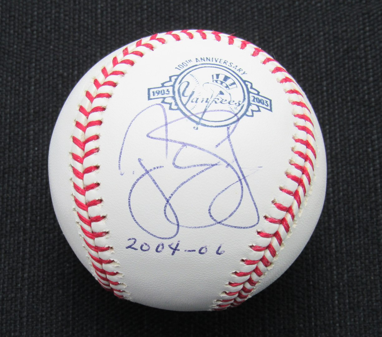 Tanyon  Sturtze Signed/Auto Yankees 100th OML Baseball JSA Inscr  186855