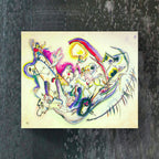 Kandinsky Series Glass Print // Horseriding Abstract