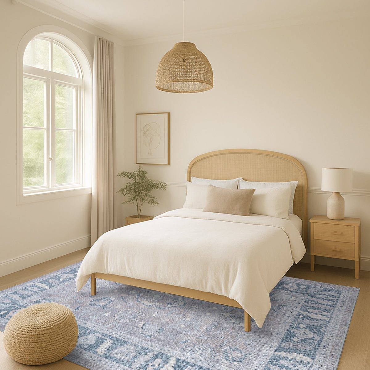 Ruya Gray Blue Modern Oushak Rug