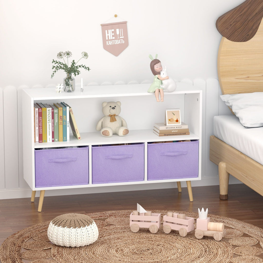 Bookcase With Collapsible Drawers, Book Display Organizer