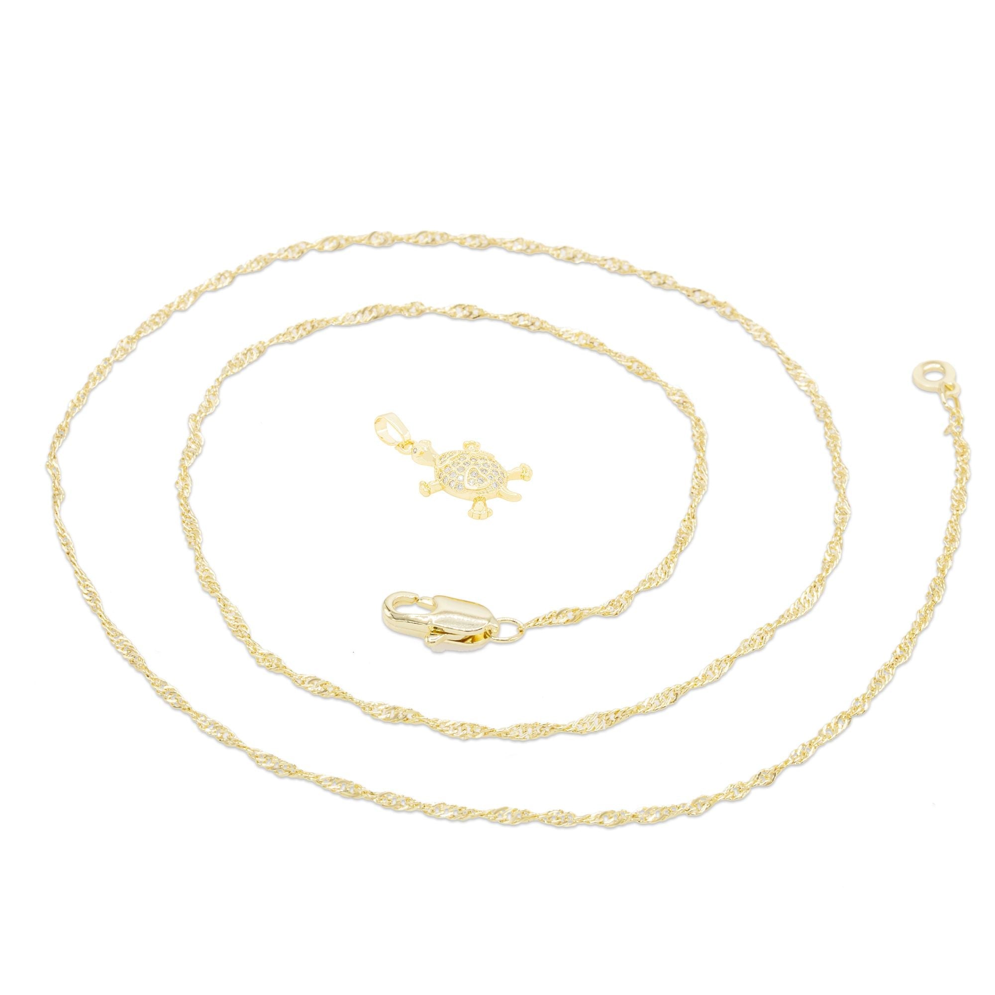Turtle Cubic Zirconia Pendant With Necklace Set 14K Gold Filled