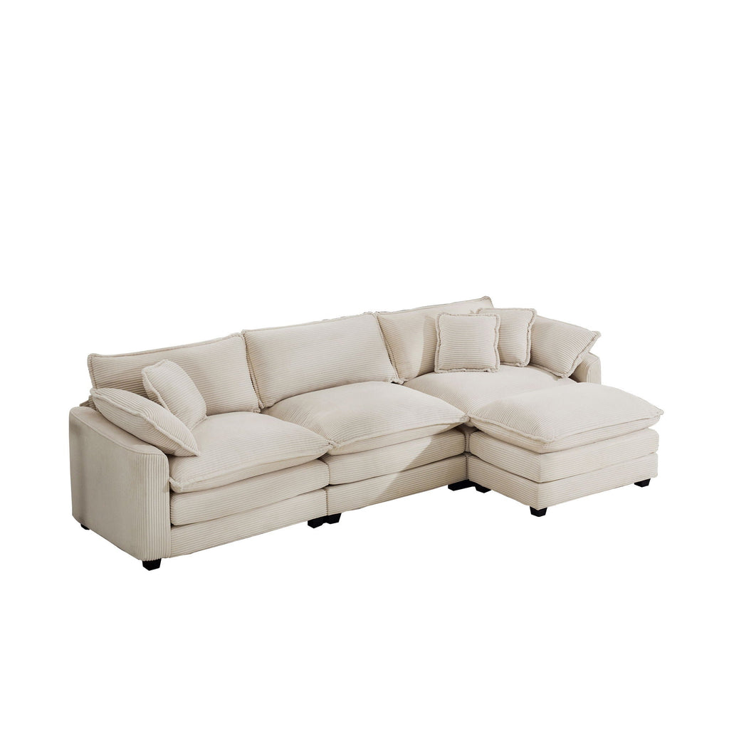 Modern Oversized Modular Cushion Sofa With Ottoman