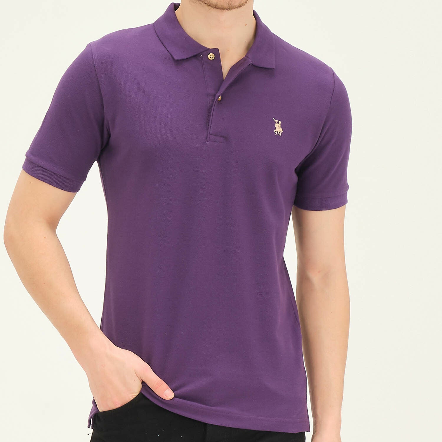 Short Sleeve Polo with Logo // Purple