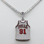 Chicago Bulls Dennis Rodman #91 Jersey Pendant Necklace – Premium Zircon Basketball Fan Gift
