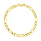 4.5mm 14k Yellow Gold Solid Figaro Bracelet