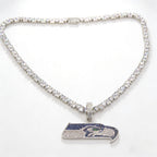 Seattle Seahawks Logo Pendant Necklace – with Heart Tennis Chain for Fans