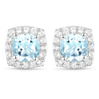 4.62 Carat Genuine Blue Topaz and White Topaz .925 Sterling Silver 3 Piece Jewelry Set (Ring, Earrings, and Pendant w/ Chain)