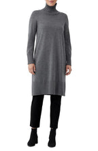 Eileen Fisher Turtleneck Long Sleeve Wool Sweater Dress in Ash, Size Small
