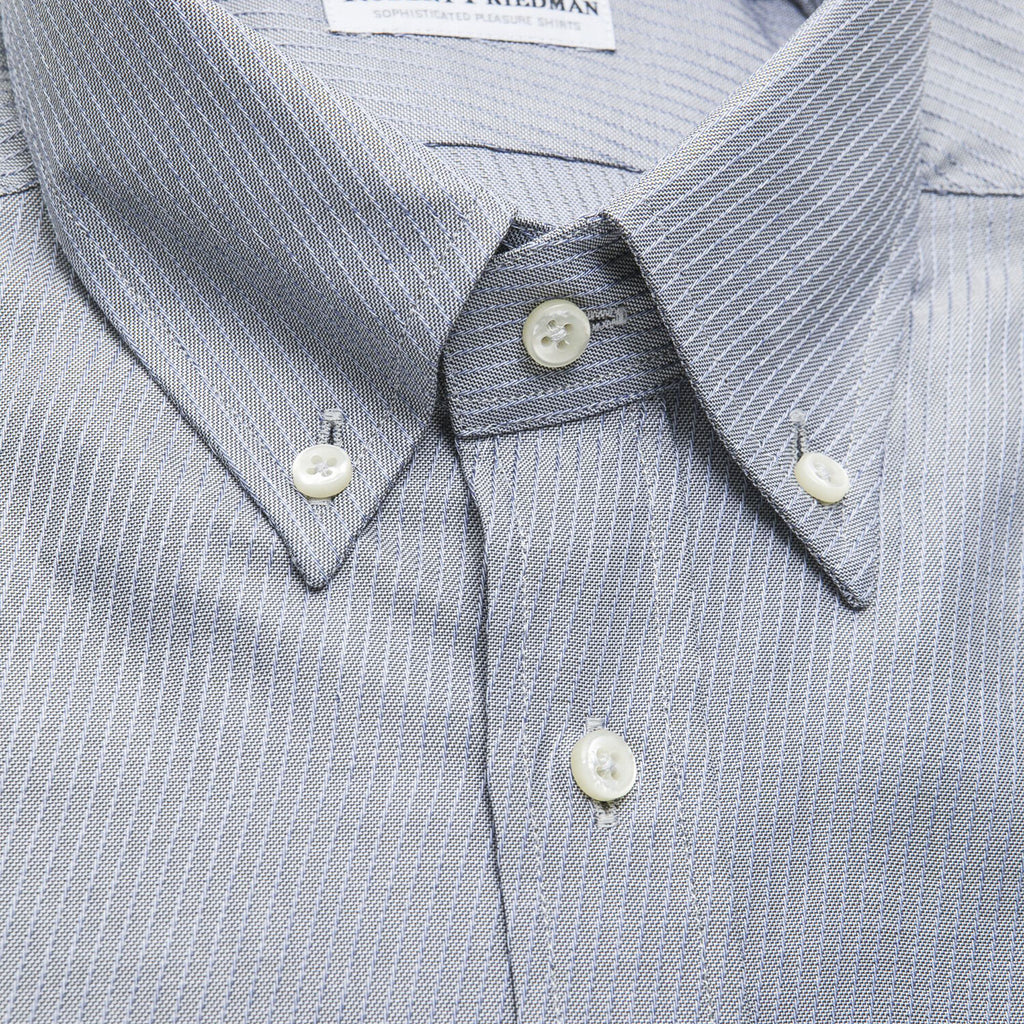 Ethan Regular Button-Down Shirt // Light Blue + Gray