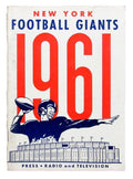 Vintage 1961 New York Football Giants Press TV Radio Media Guide