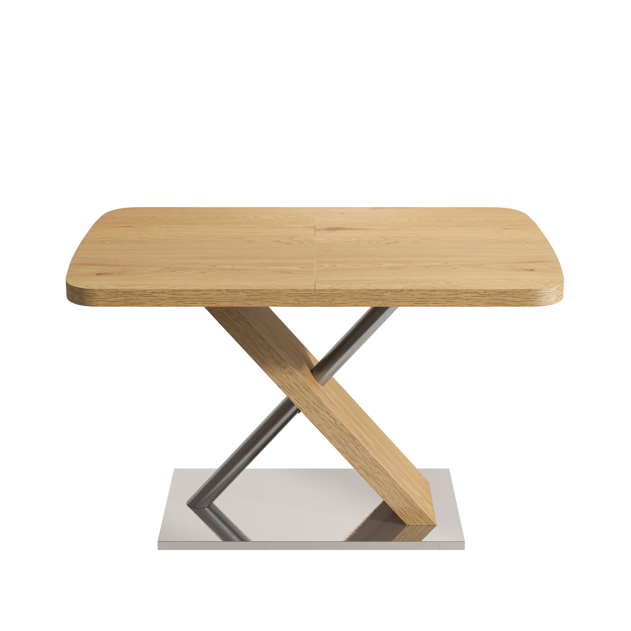 Retractable Square Dining Table, Seating 4 - 6 People - Natural