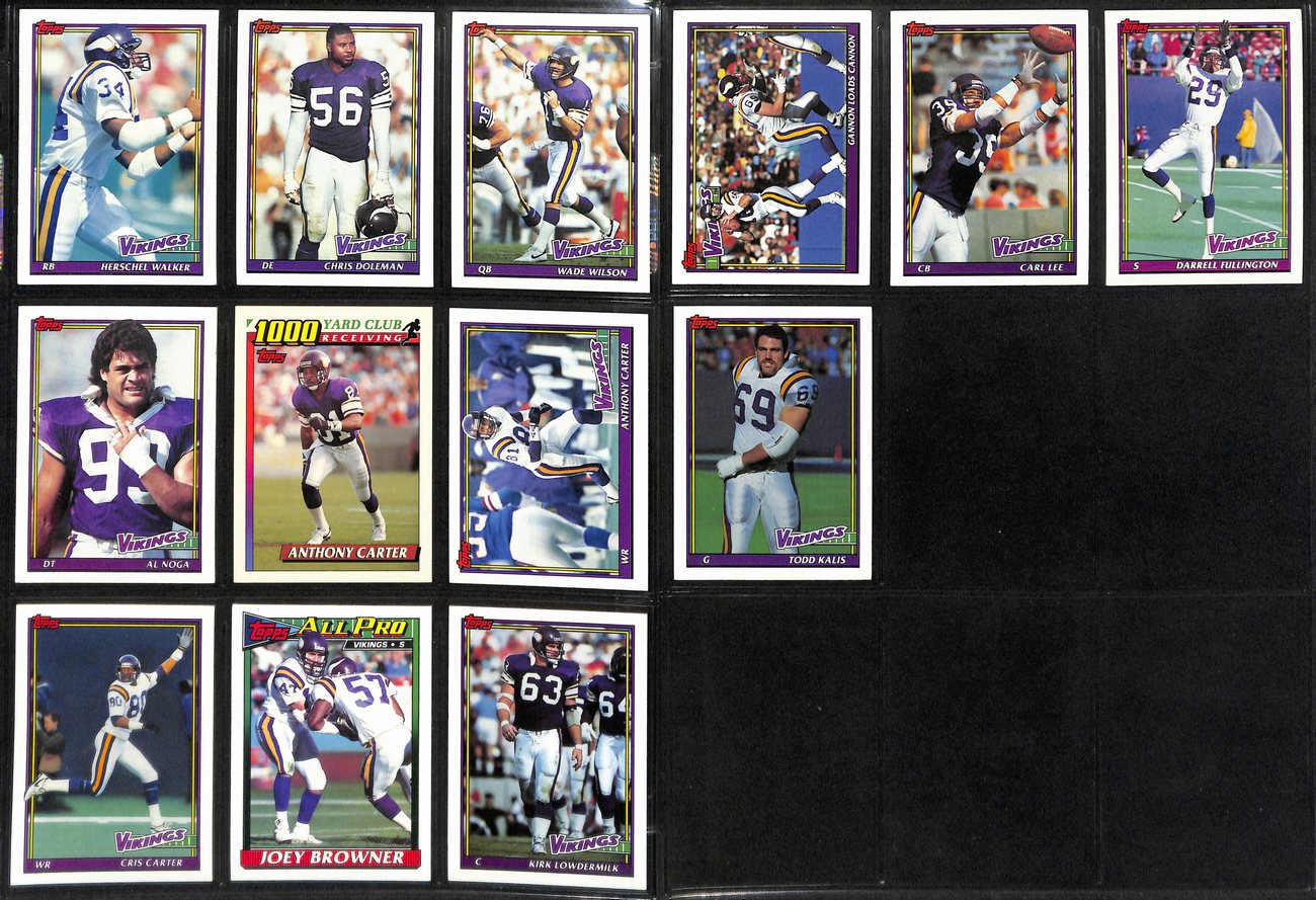 Lot of 14 Minnesota Vikings Late 80's/Early 90's Complete Team Sets 189281