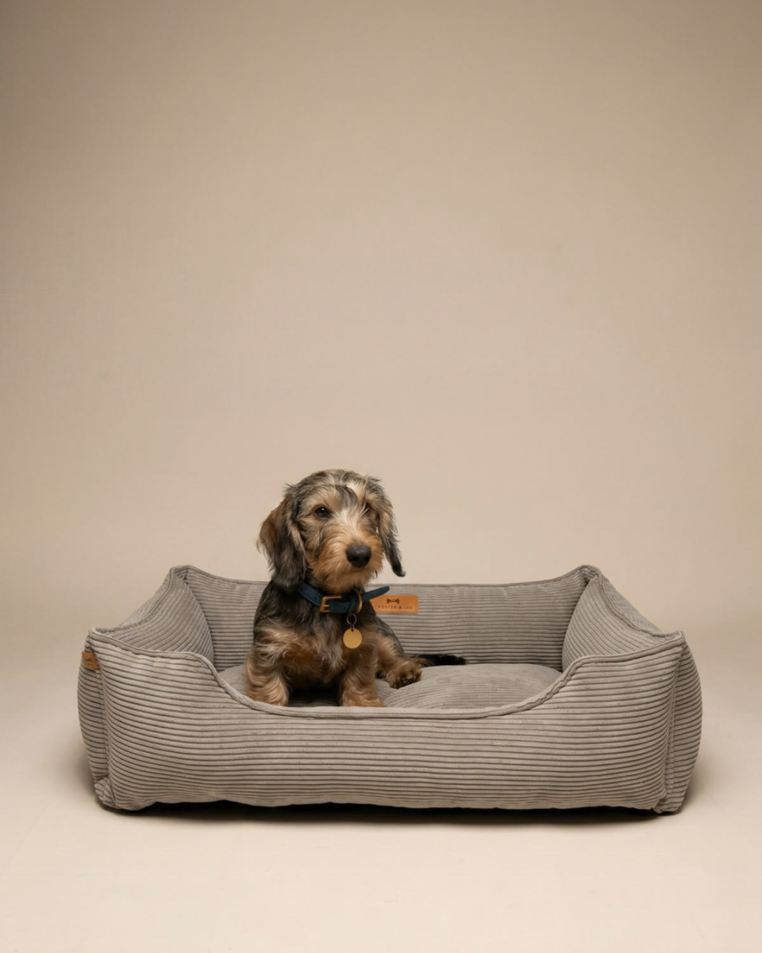 Chester & Lee | Fancy Corduroy Sleeper Dog Bed Taupe