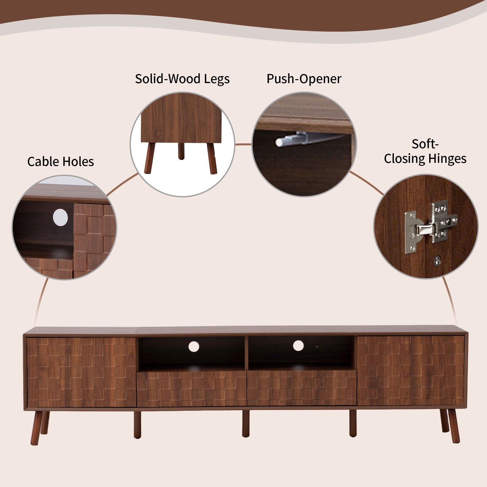 TV Stand With Drawers - Walnut