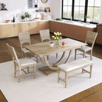 Topmax - 6 Piece Wood Half Round Dining Table Set Kitchen