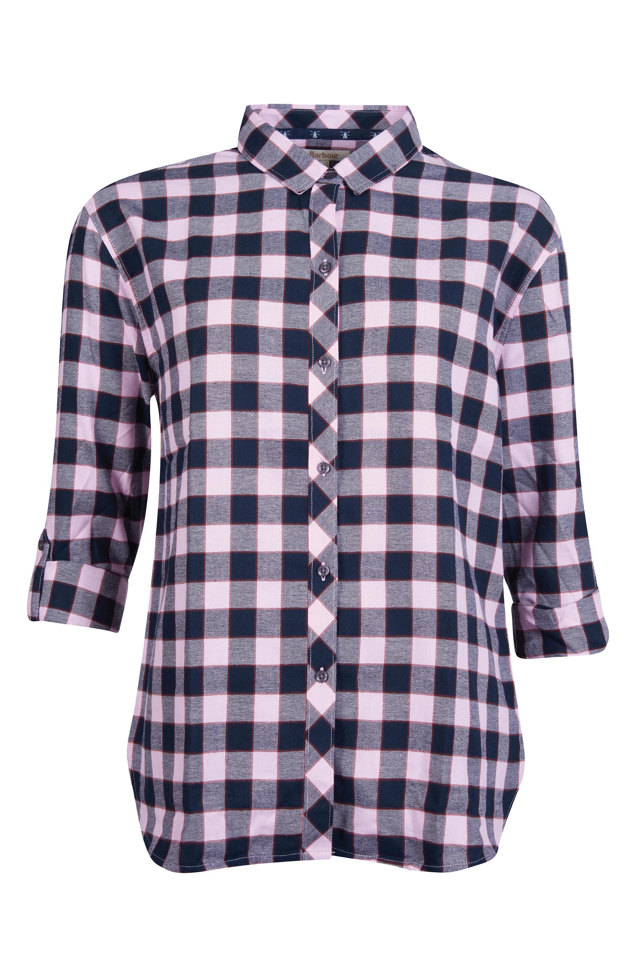 Women's Barbour Cassins Gingham Check Cotton Shirt, Size 12 US - Pink