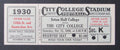 1930 Seton Hall College vs. The City College Proof Ticket 10/11/30 CC Stadium