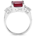 4.30 ct. t.w. Glass Filled Ruby and White Topaz Ring in Sterling Silver