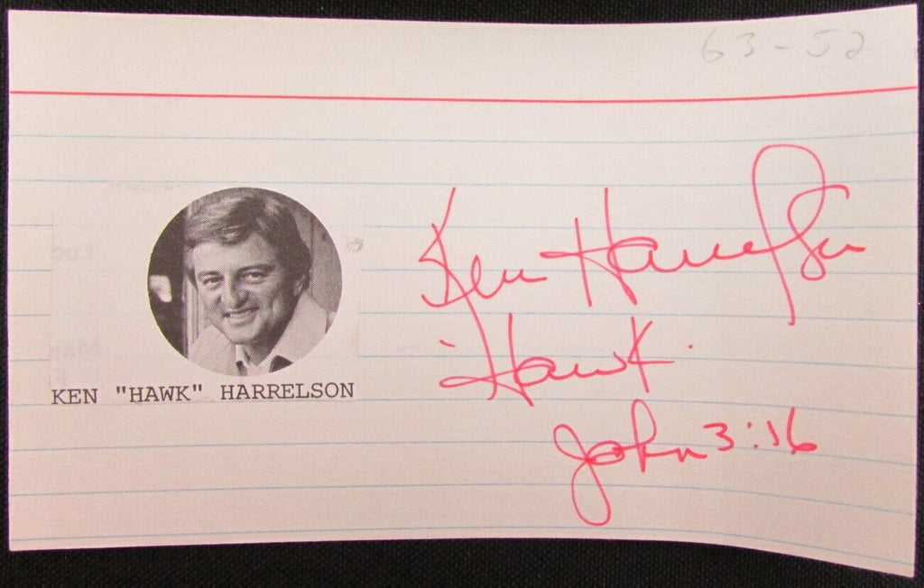 Ken Harrelson 1967 Boston Red Sox Signed 3x5 Index Card with 5x7 Photo 158507