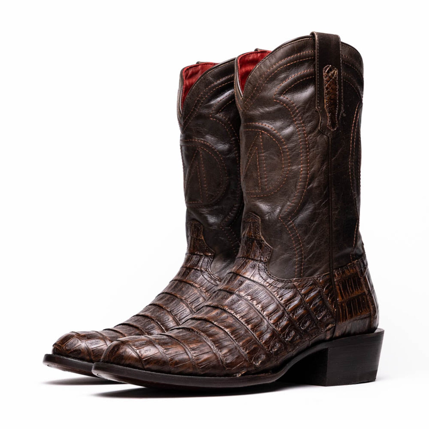 Phoenix // Caiman Belly Leather Western Boots // Aged Brown