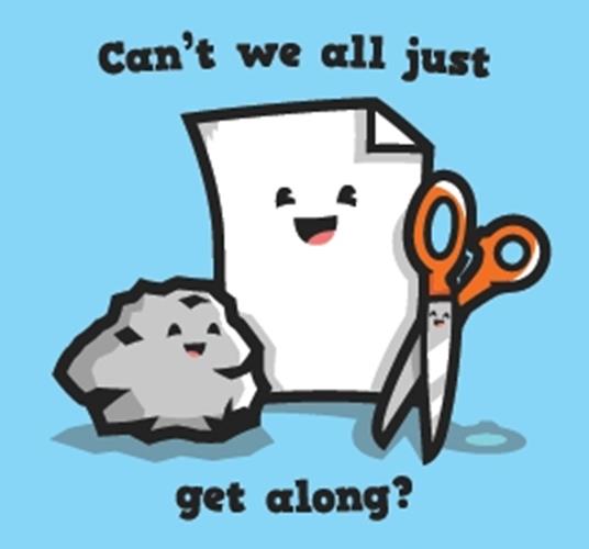 "Can't we all get along?"  Funny Kitchen Fridge Magnet - 3.5" x 2.5" Made in USA