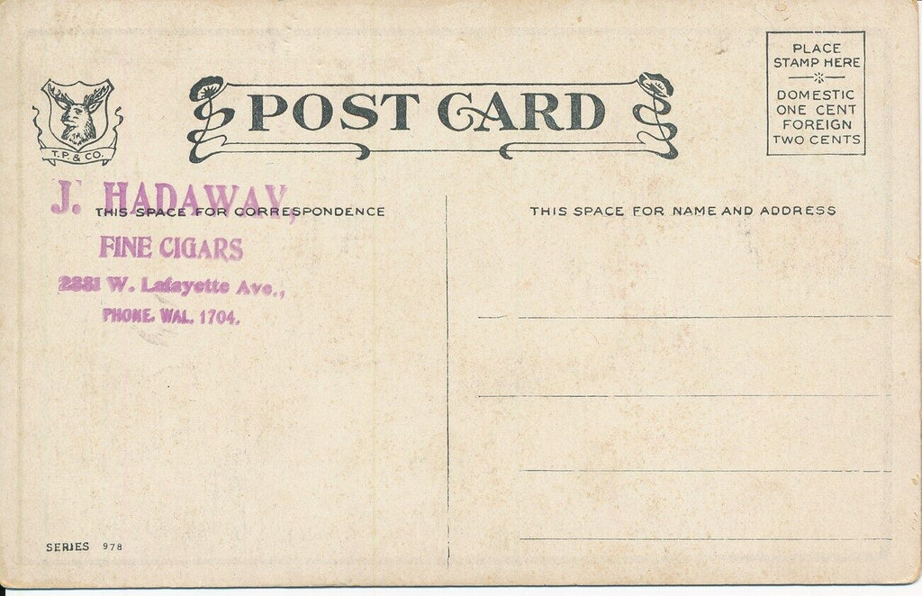Vintage Football Themed Post Card "A Rush to Centre My Favorite Play" 148969
