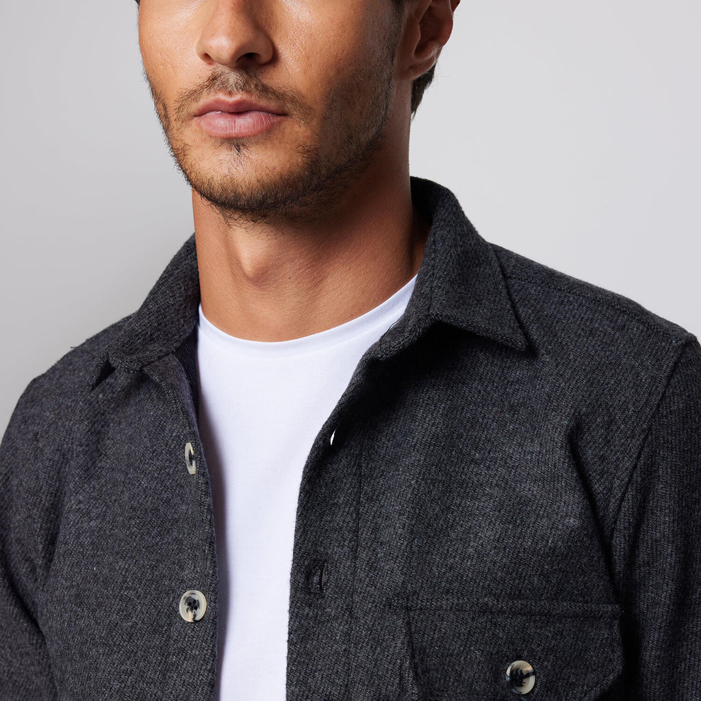 Slim Fit Narrow Cut Flap Pocket Shirt // Gray