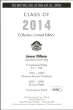 Aeneas Williams HOF Autographed/Inscr Goal Line Art GLAC Postcard Cardinals JSA